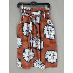 Porridge Anthropologie Skirt Womens XSP Brown Linen Midi High Rise Tie Dye Boho